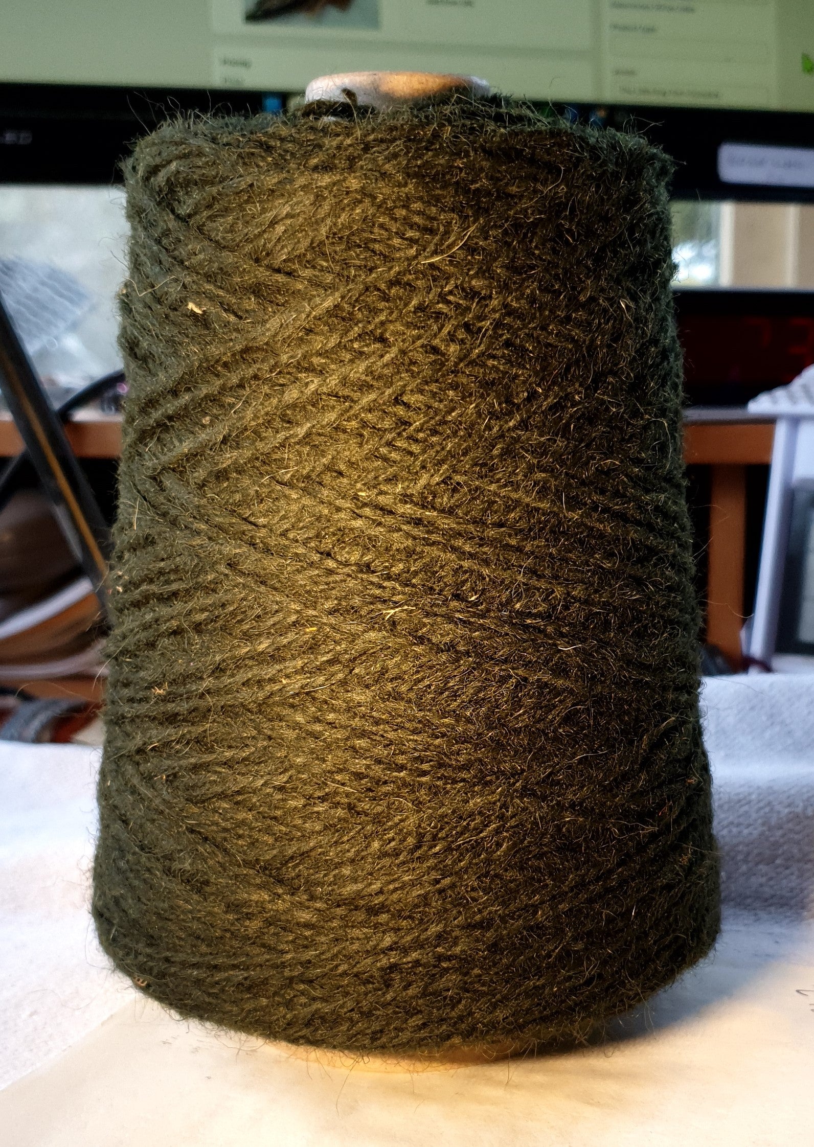 Dark forest green rug yarn