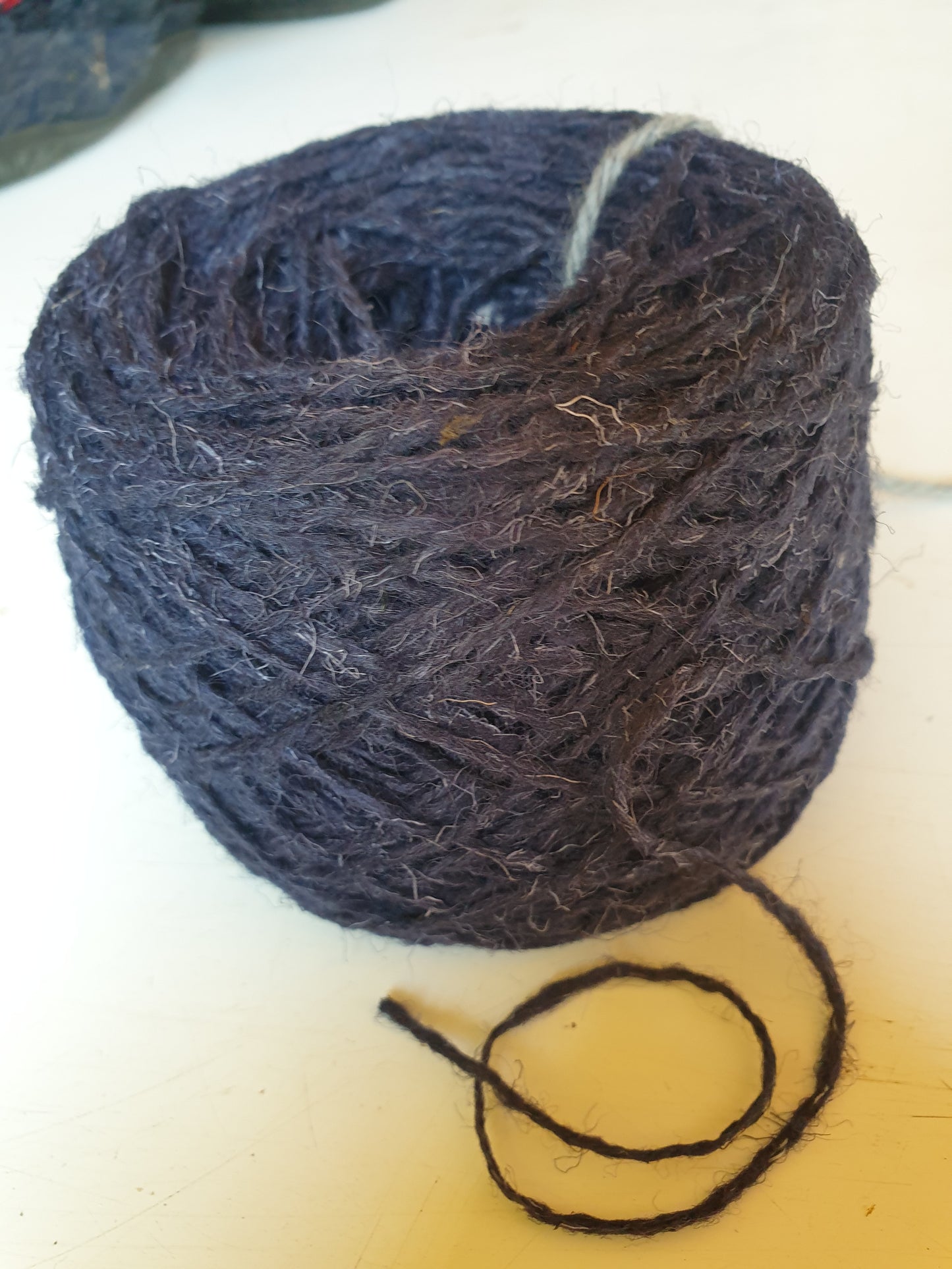 A ball of rug wool for weaving etc