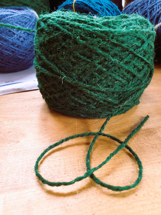 Bottle green yarn for crochet, rug tufting and weaving