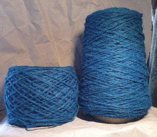 Blue Rug yarn, a ball and cone