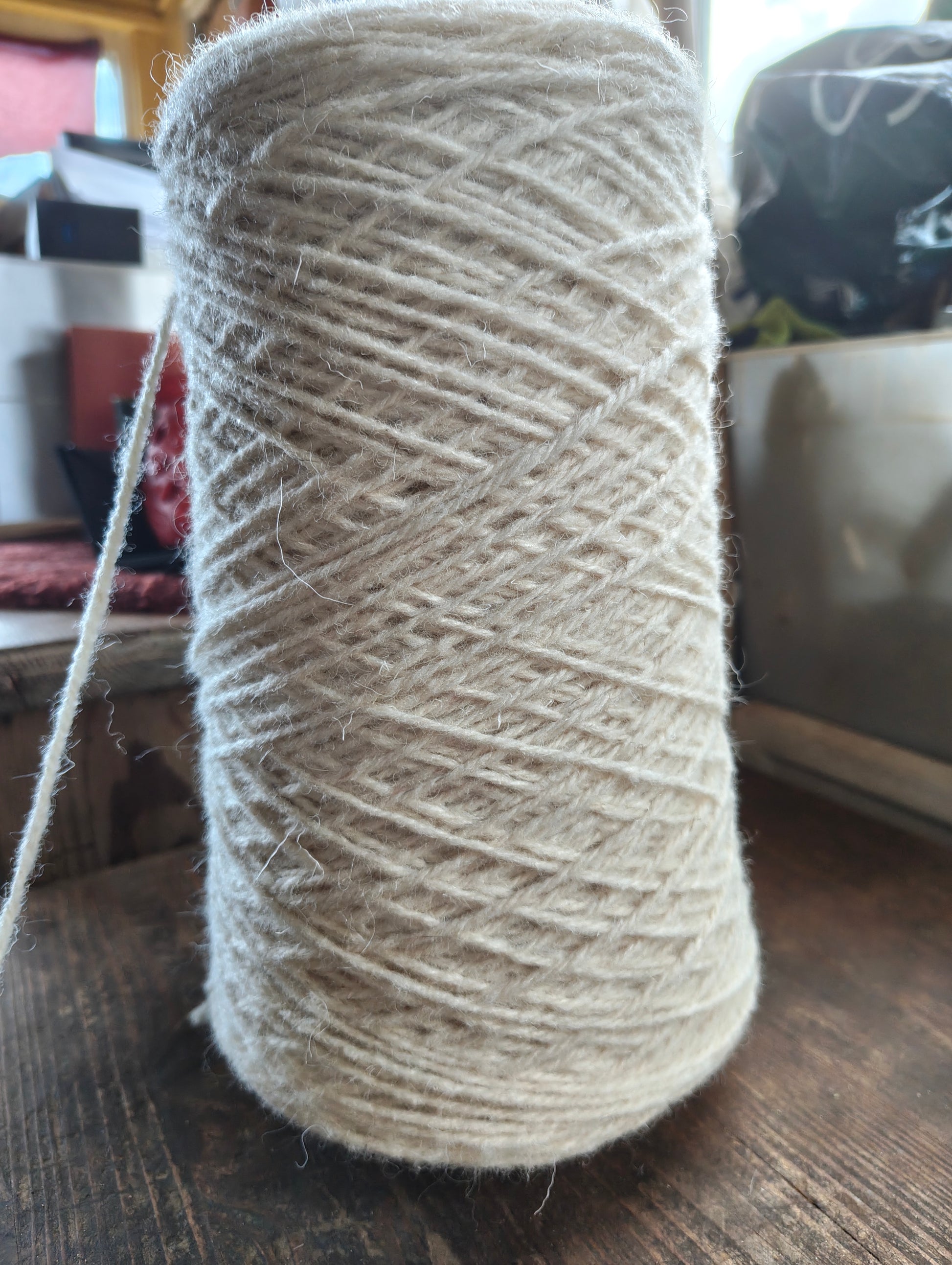 White Axminster rug yarn