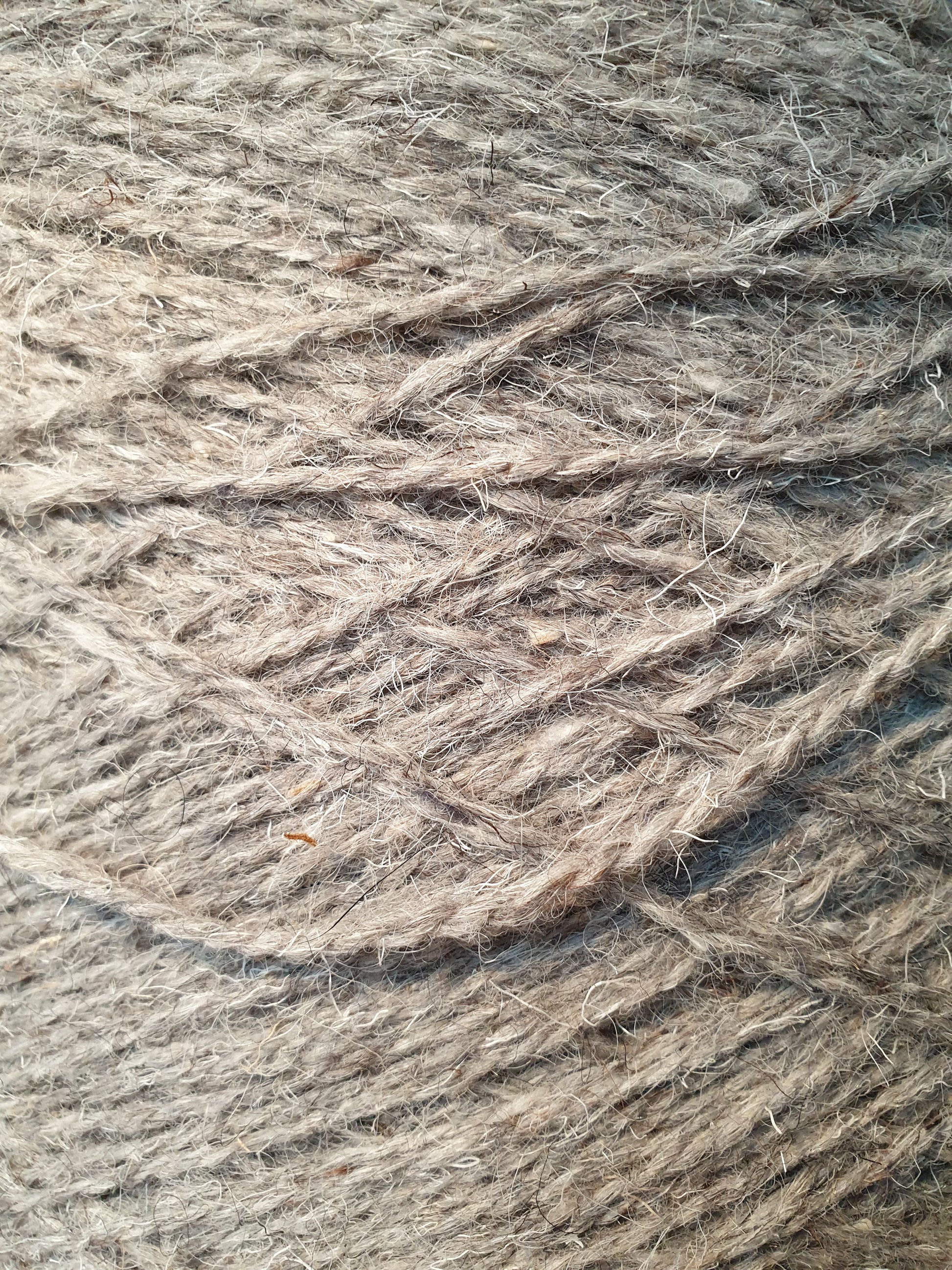 A close up of Light Grey rug yarn